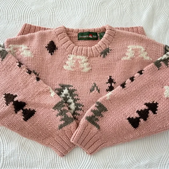 Outback Red - Rose Pink Southwestern Wool Sweater – Medium- Vintage - Picture 4 of 6